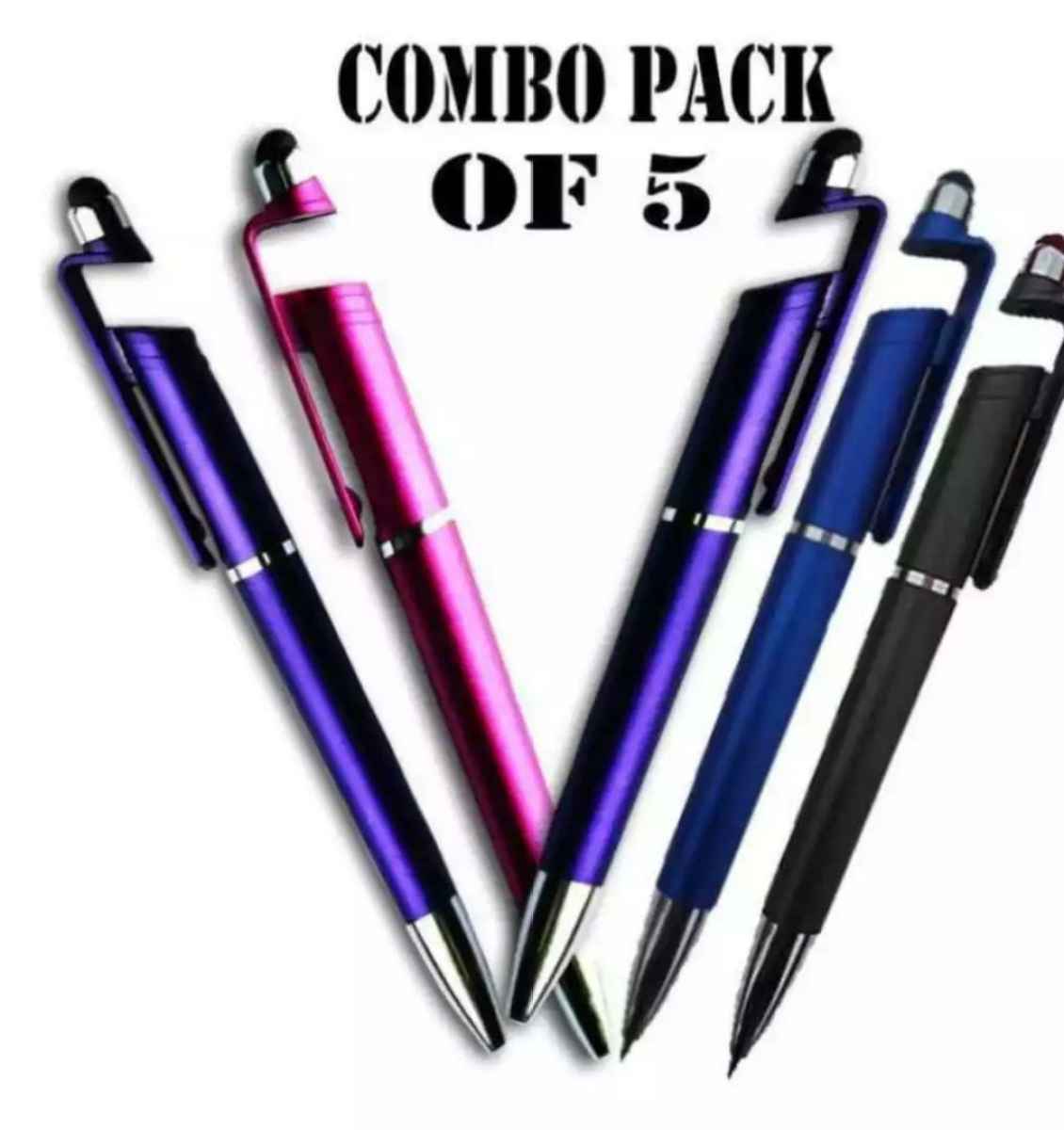 3 In 1 Function Pen Mobile Stand Holder With Ballpoint Pen For Android Touch Screen Mobile Phones ( Combo Pack )Red color