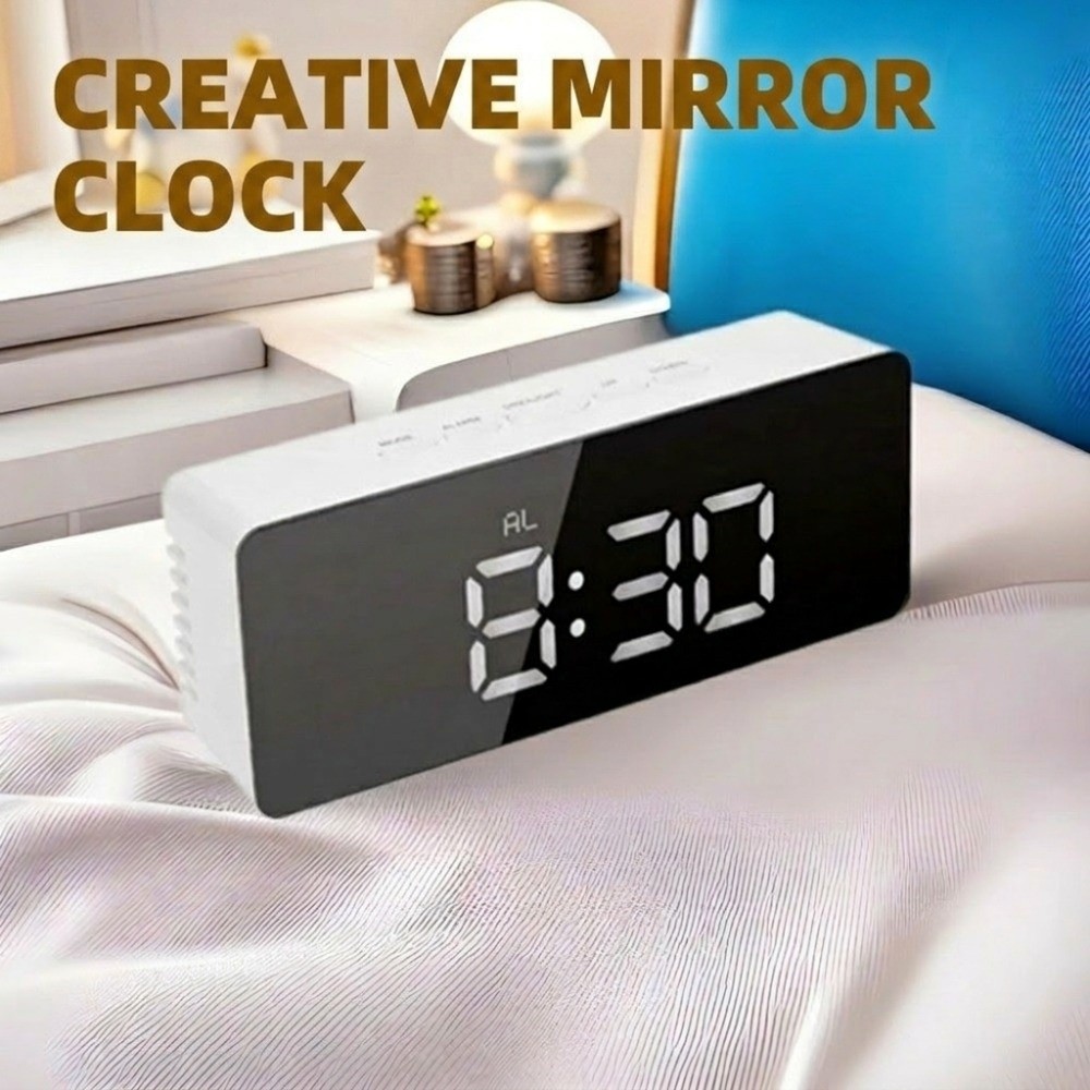 Fashion Multi-Functional Digital Alarm Clock Smart Night Light Desktop Table Clock Portable Rectangular Mirror Clock Office