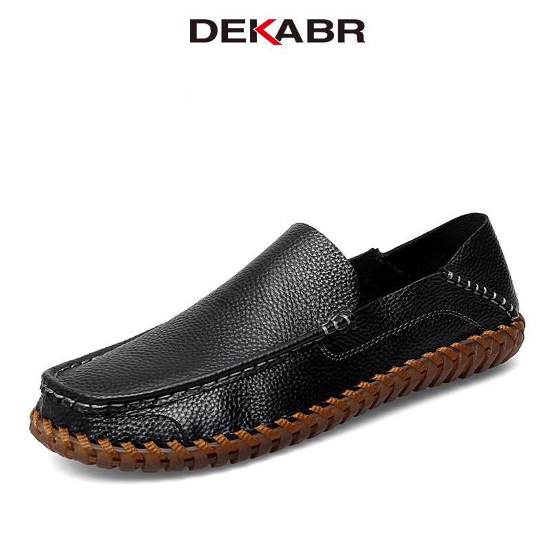 DEKABR New Handmade Classical Genuine Hide Casual Men's Shoes Non-Slip Rubber Sole Daily Soft Shoes Men
