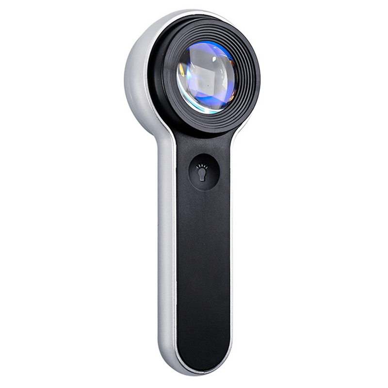 White and Purple Magnifying Glass Portable USB Charging for Jewelry Reading +LED Light