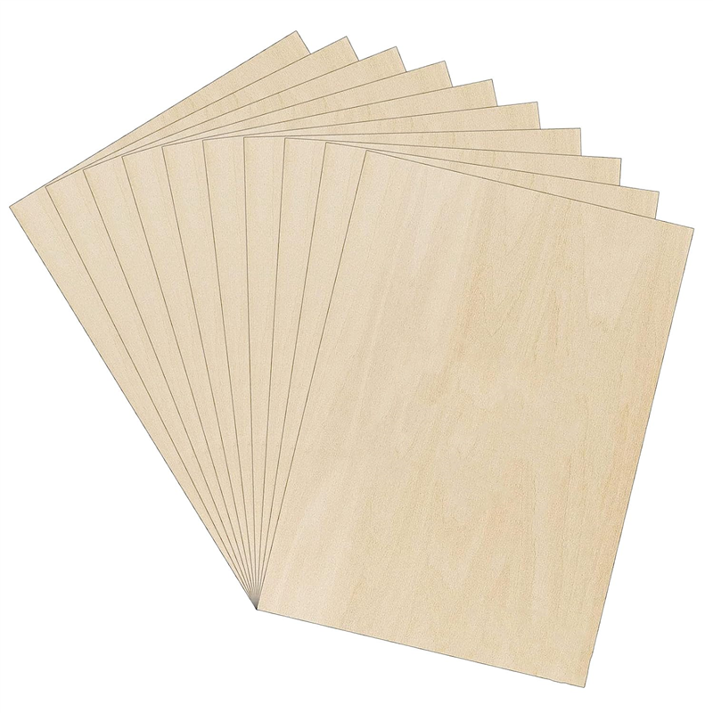 10 PCS Plywood Panels Fretsaw Wood for DIY Woodworking, Laser Processing, Model Making 300 X 200 X 2 mm