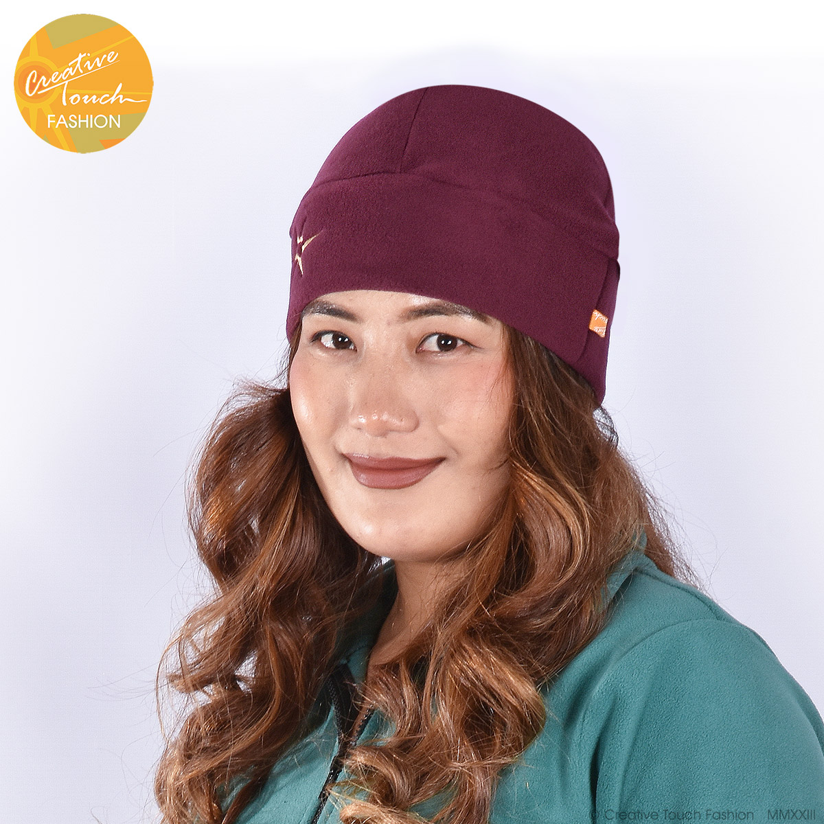 Creative Touch Black Front Embroidered Polar Fleece Unisex Hat HT1158