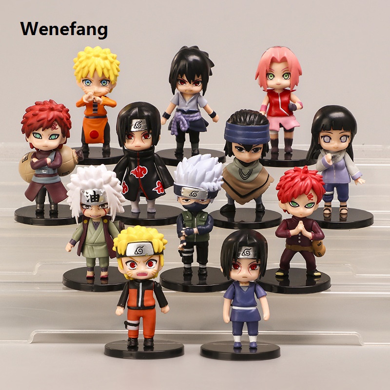 Wenefang Hot Anime Naruto Shippuden Hinata Sasuke Itachi Kakashi Gaara Portable Figure Toys Q Version PVC Figurine Model Dolls Gifts