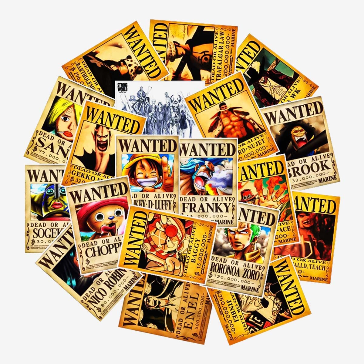 Artsy Home Anime One Piece Wanted Mini Laptop Waterproof Stickers - 25 Pcs