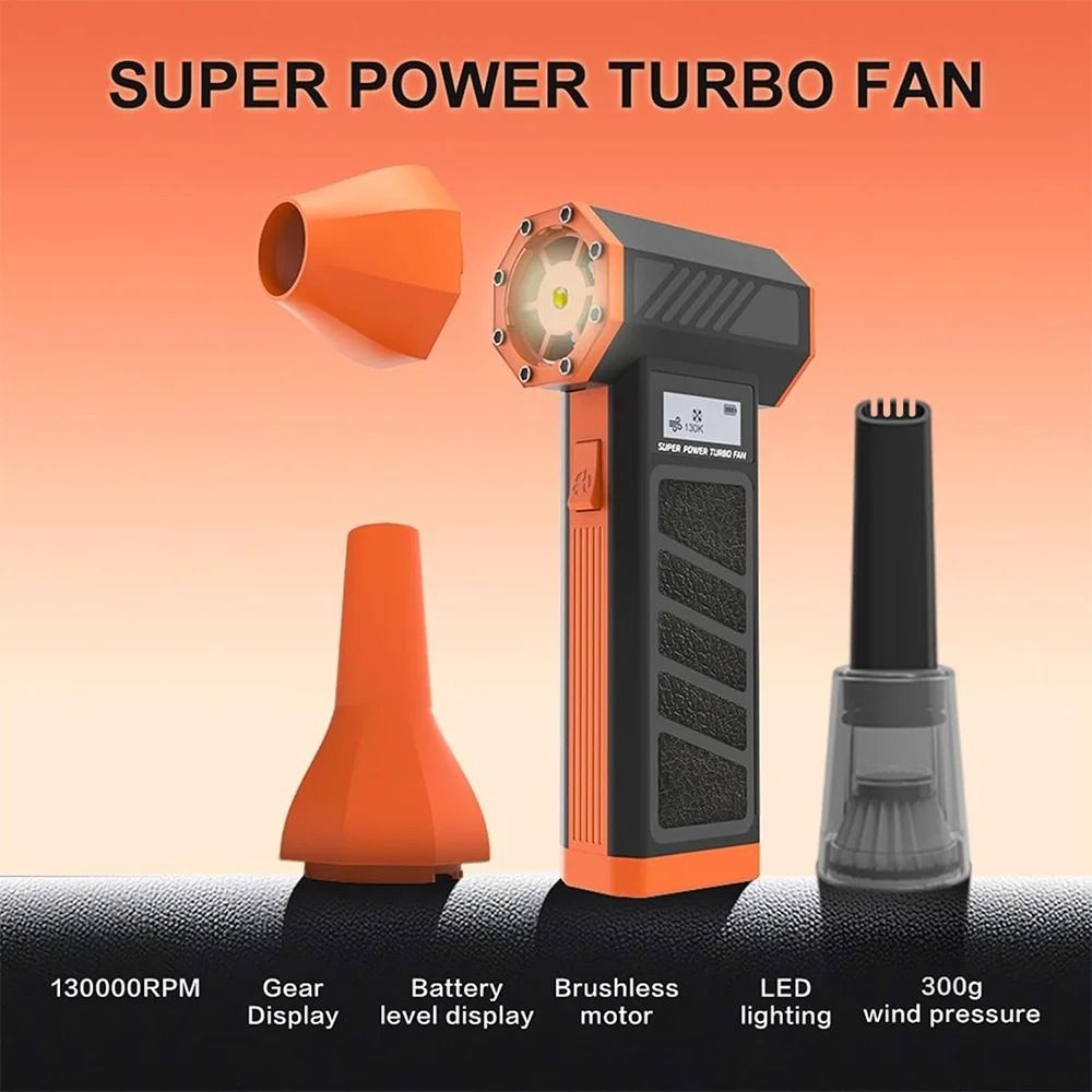 Multipurpose 130000RPM Mini Violent Turbo Fan Four Wind Speeds Brushless Motor Vacuum Cleaner Power Display LED Lighting Electric Air Duster Equipment Dusting