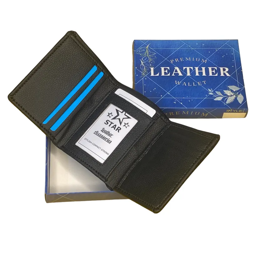 Three Fold Wallet / Black Colour For Men / 100 % Original PU Leather