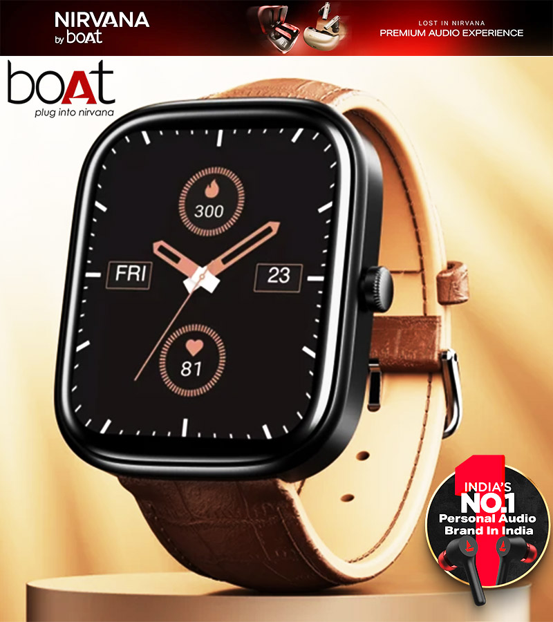 Ultima Prism by Nirvana bo_At Smart Watch w/ 1.96" (4.9 cm) AMOLED Display, BT Calling, 700+ Activities, Always on Display, Female Wellness, IP67 Dust, Sweat & Splash Resistance, HR & SpO2(Brown Leather)