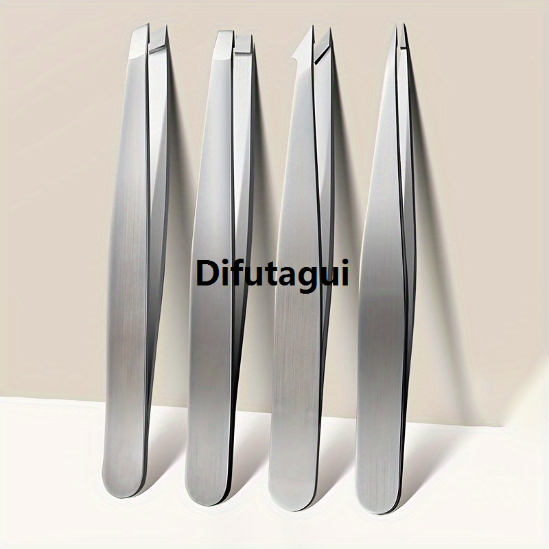 Difutagui Professional Tweezers Set 2/4pcs Silvery Perfect For Eyebrow Luxury Hair Removal, Splinter Ingrown Hair Removal For Men Women