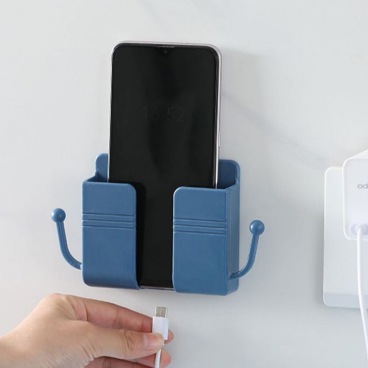 Wall Mounted Mobile Phone Charging Organizer Remote Control Storage Box Multifunction Stand Rack Phone Plug Wall Holder 1PC Only
