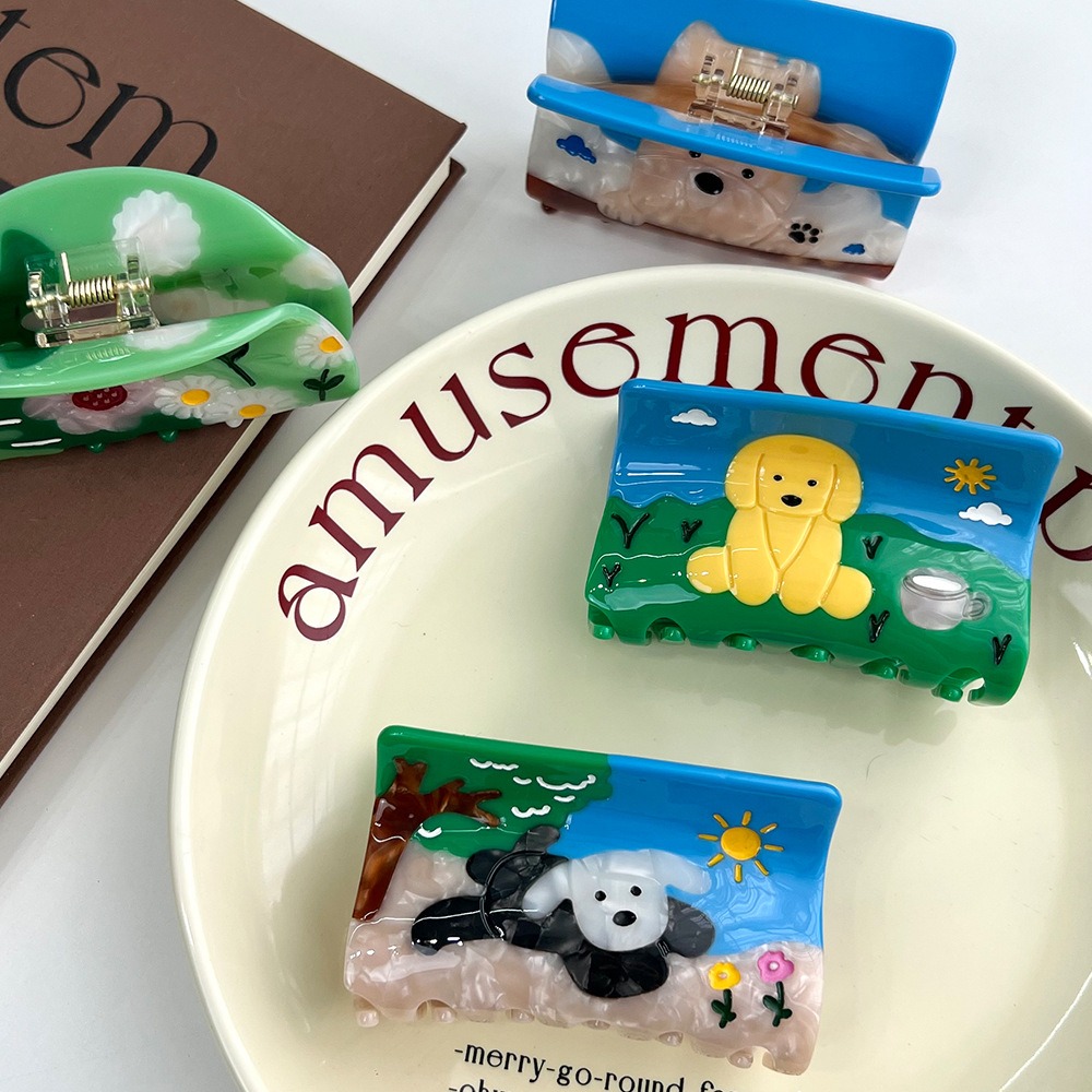 Fashion Childishness Retriever Puppy Hair Claw Sweet Flower West Highland White Terrier Dog Hairpin Cute Hair Clip Students