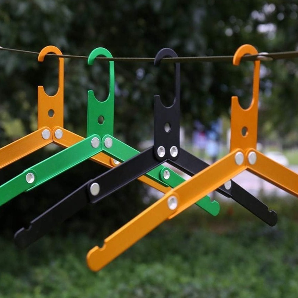 Gift Lightweight Folding Clothes Hanger Aluminum Alloy Multifunction Foldable Hanger Stand Creative Portable Drying Rack Snorkeling Diving Surf