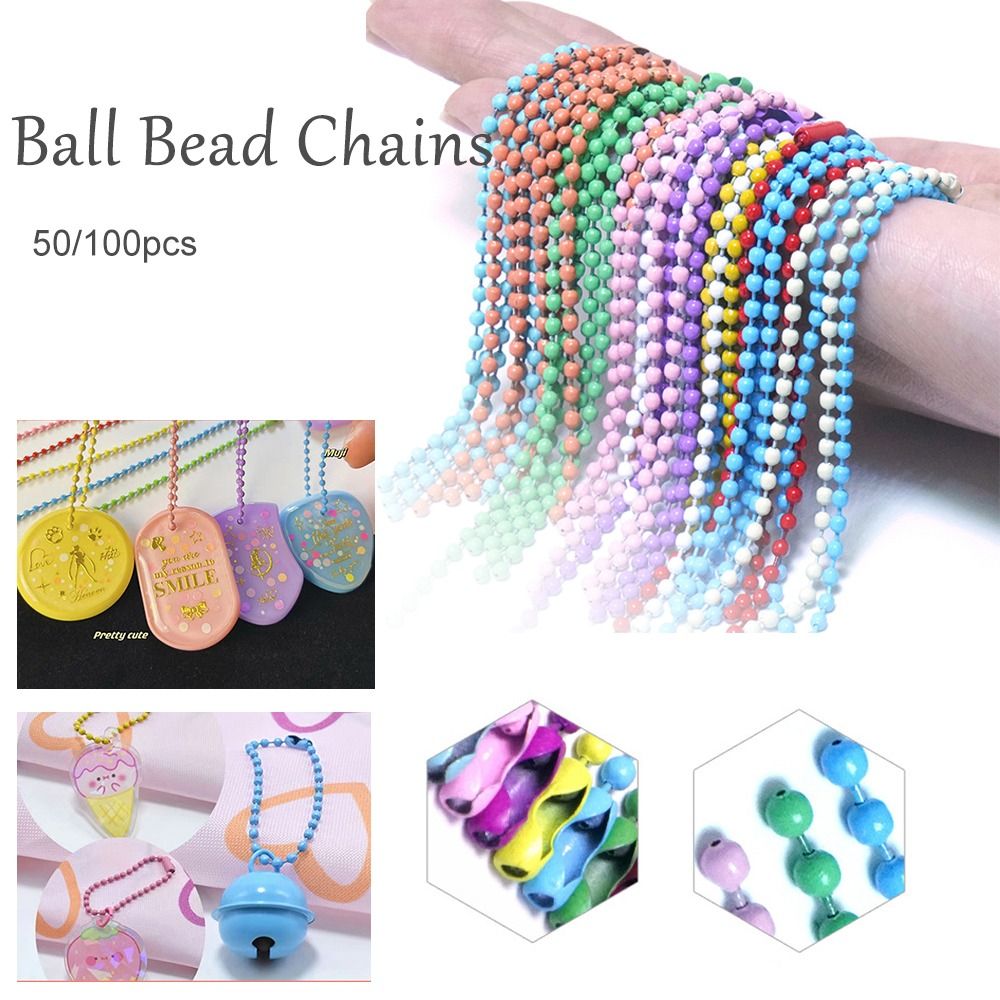 50/100PCS New 10cm Ball Bead Chains DIY Metal Key Chain Jewelry Making Dolls Label Hand Tag Connector Key