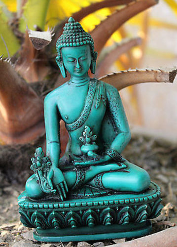 Turquoise Green Medicine Buddha Statue-Resin Healing Buddha Statue 5"