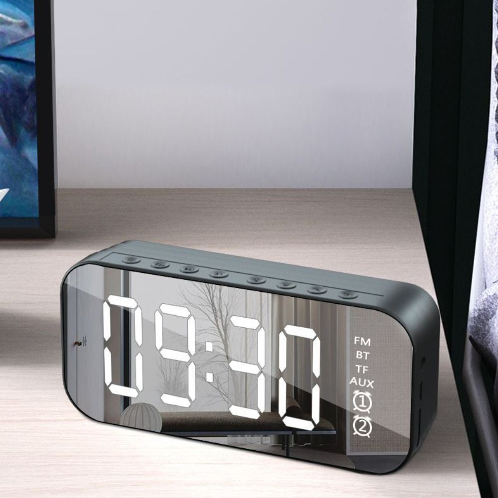 Electronic Clocks Large LED Screen LED Mirror Screen Alarm Clock Digital Display Portable Digital Clock Smart Dual Alarm Wireless Charging Clock Gift