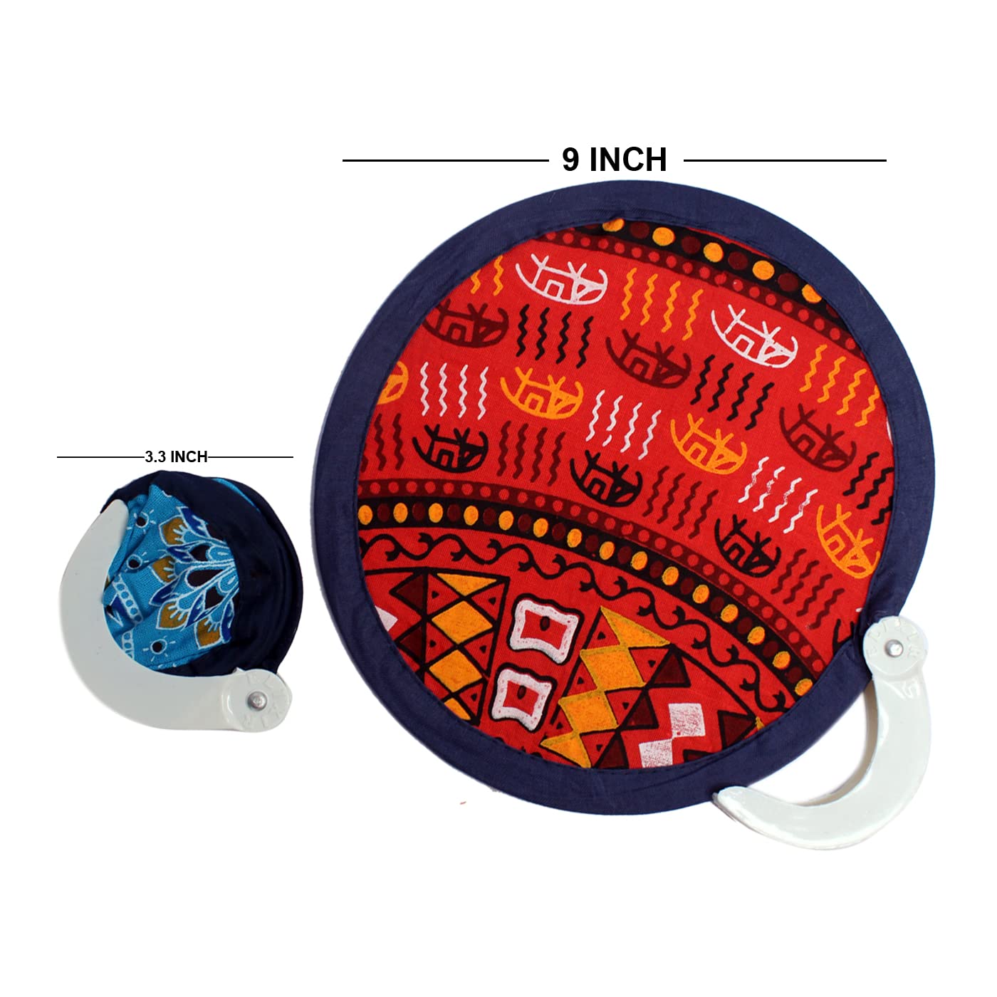 Combo Of 3 Pcs Portable Folding Round Cloth Pocket Fan/Pankhi (Random Color & Design)