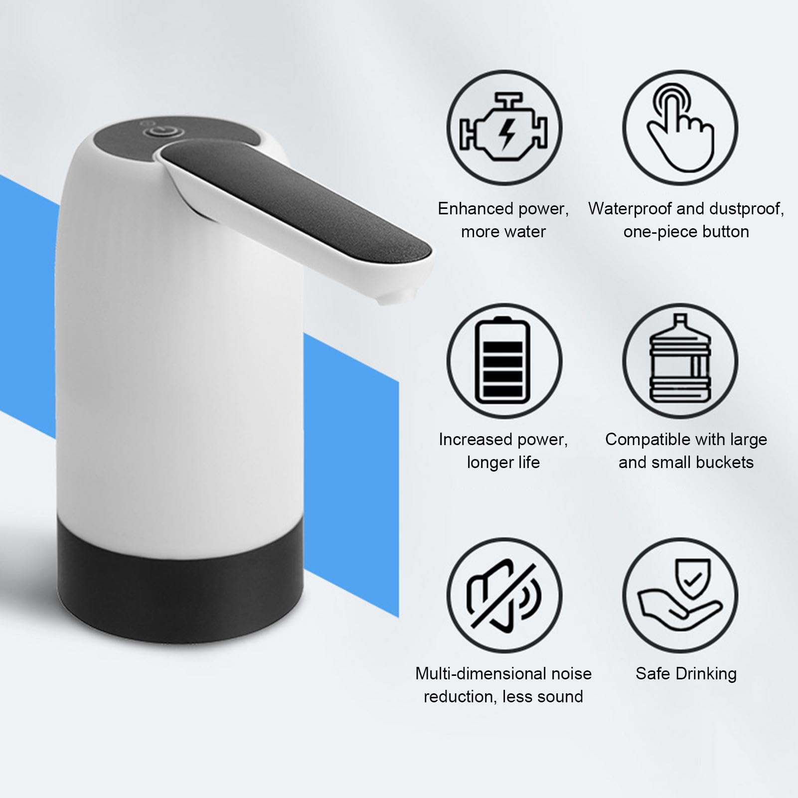 Portable Water Dispenser 800 & 1200mAh with Rechargeable Battery, One-Button Operation, Food Grade Silicone Hose, High-Density ABS Plastic - Ideal for Kitchen, Office, and Room