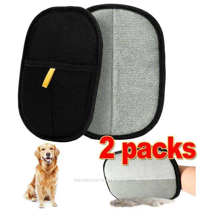1/2pcs Pet Hair Remover Double-Sided Fur Cat Dog Grooming Gloves for Washing Deshedding Cleaning Carpets Sofas