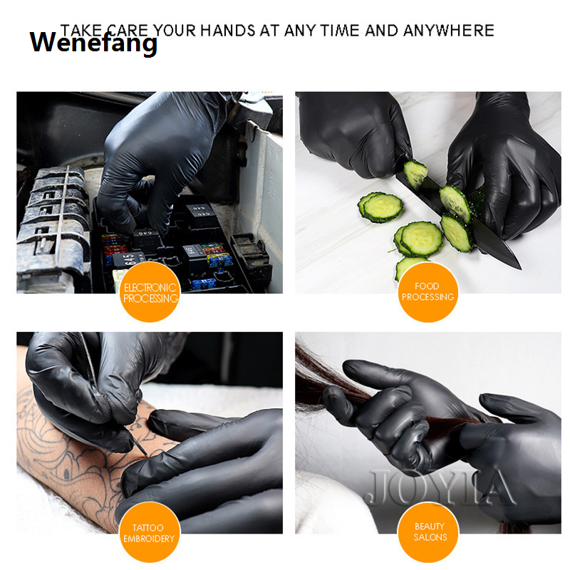 Wenefang Pink Disposable Nitrile Gloves Waterproof Anti-static Durable Black/White Latex Gloves For Kitchen Cook Beauty Salon XS 50/20PCS
