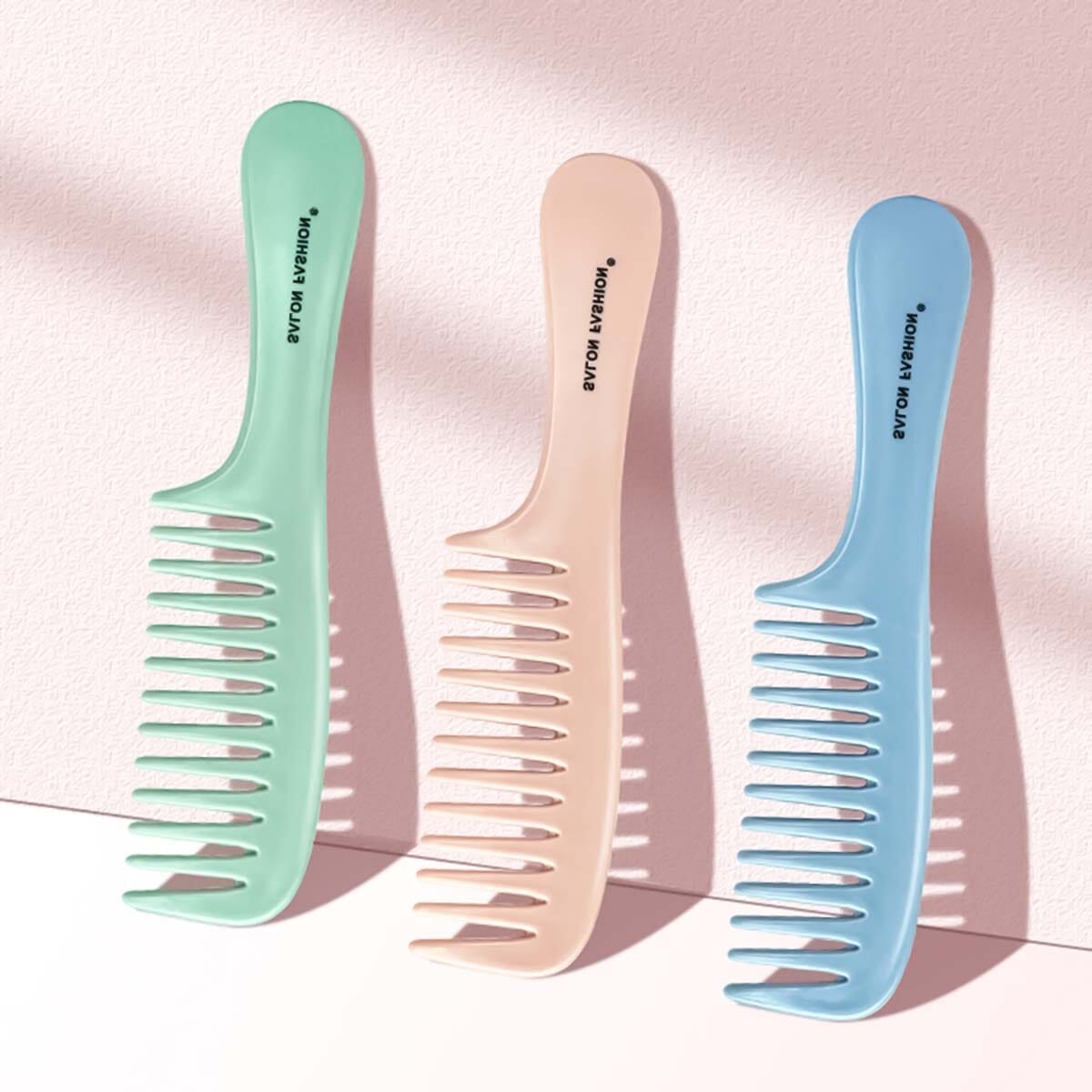 Spunky Add-ons Handheld Hairbrush Wide Tooth Comb Plastic Flat Comb Hair Scalp Massage Smoothing Comb Detangle Hairdressing Comb Styling Tool