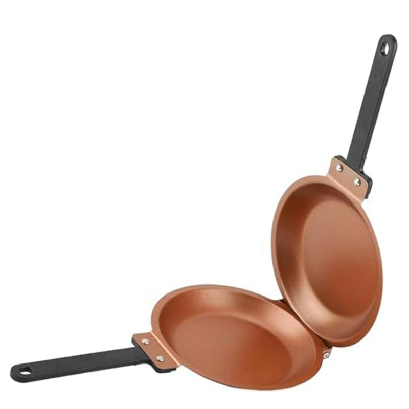JAERBEE Cake Pan Mexican Folding Pan Non-Stick Frying Pan Double-Sided Breakfast Folding Frying Pan Gold
