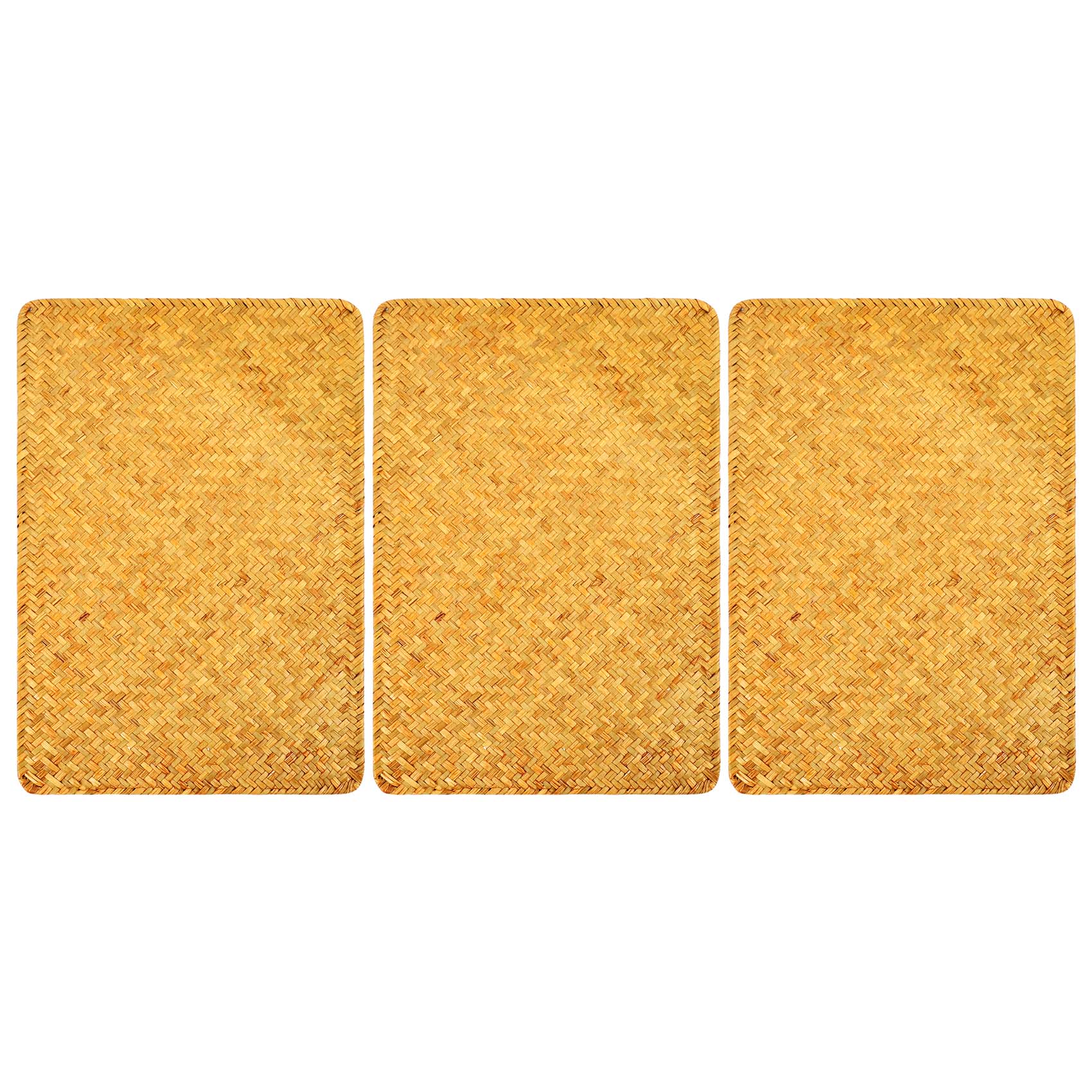 NAMUNY Pack of 3, Natural Seagrass Place Mat, 17.7inch x 12inch, Hand-Woven Rectangular Rattan Placemats
