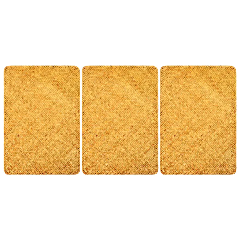 NAMUNY Pack of 3, Natural Seagrass Place Mat, 17.7inch x 12inch, Hand-Woven Rectangular Rattan Placemats