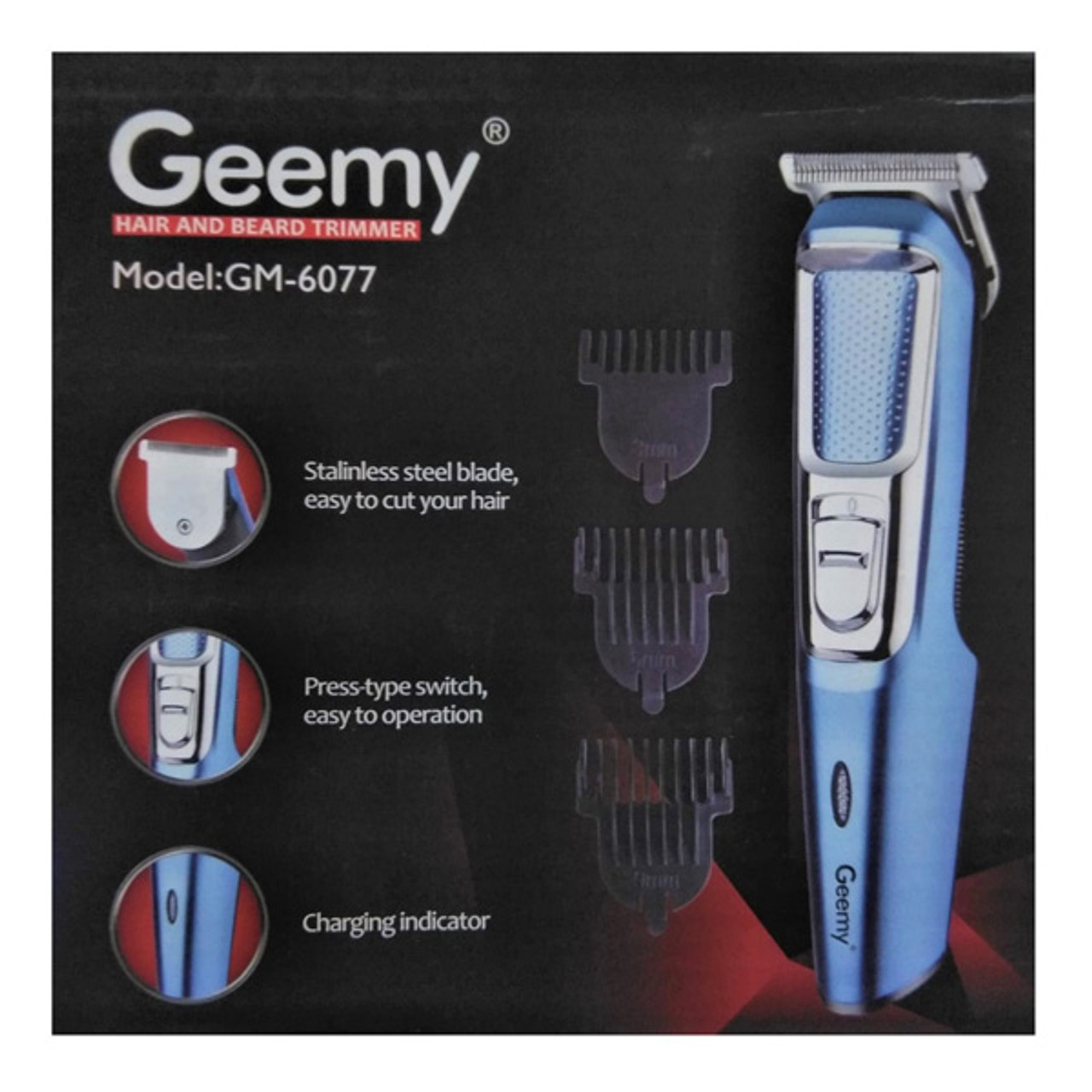 Geemy Rechargeable Hair Adjustable Trimmer And Clipper (6077)