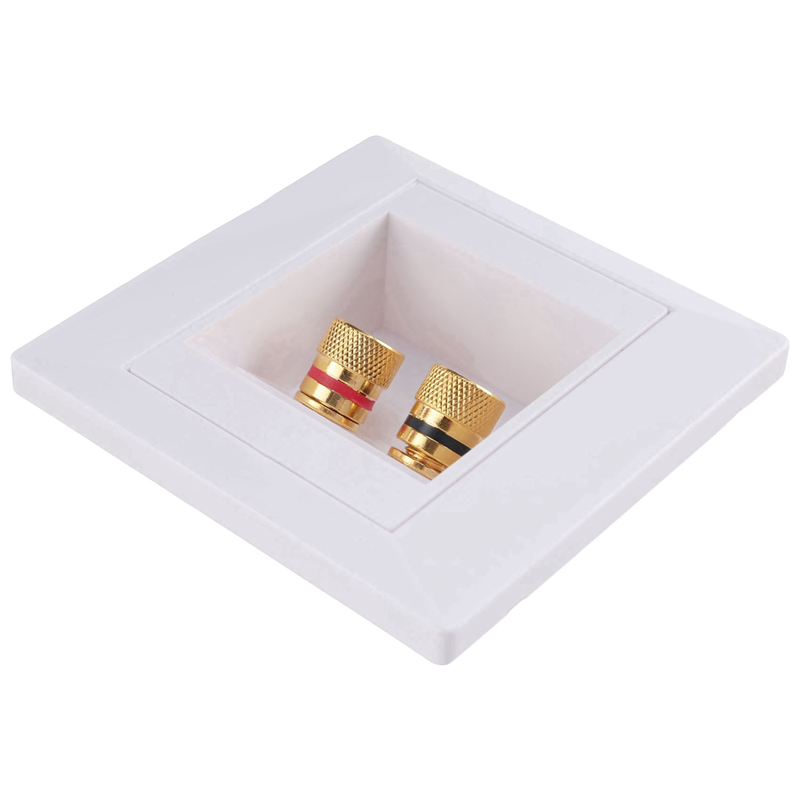 2X Wall Socket Connection Port with 2 Jack Speaker White