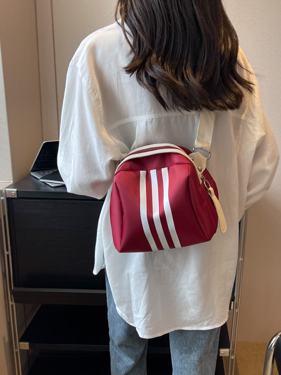 New Striped Nylon Turtle Bag Shell Bag Trendy Handbag Crossbody Bag Casual Large Capacity Small Shoulder Bag