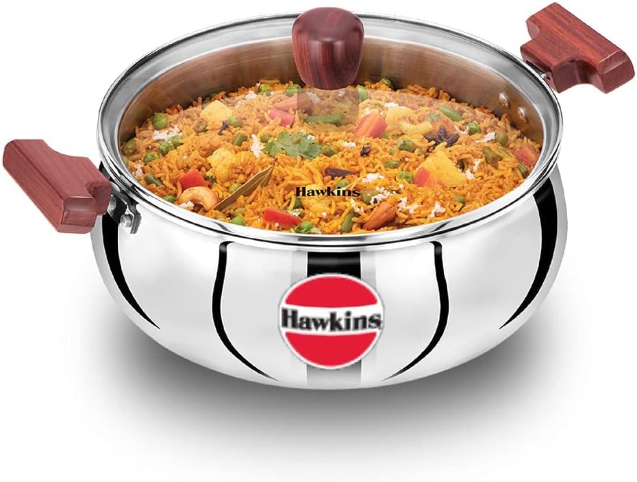 Hawkins 5 Litre Stainless Steel Induction Compatible Handi with Lid SSH50G - Big Digital