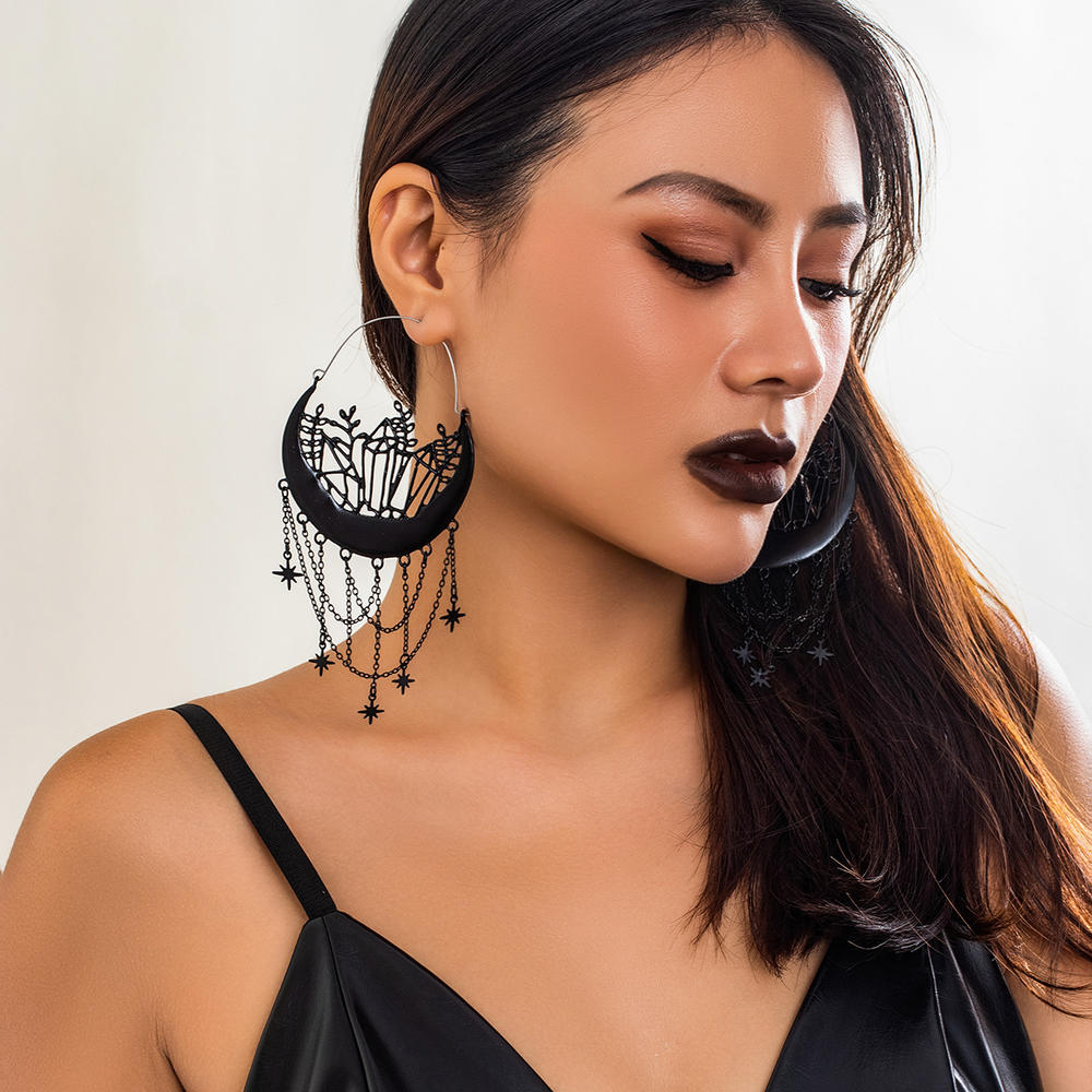 Handmade Flower basket star earrings Colorful Hollowed-out tassel earrings Lightweight Dangling for Halloween party Statement jewelry Costume accessory