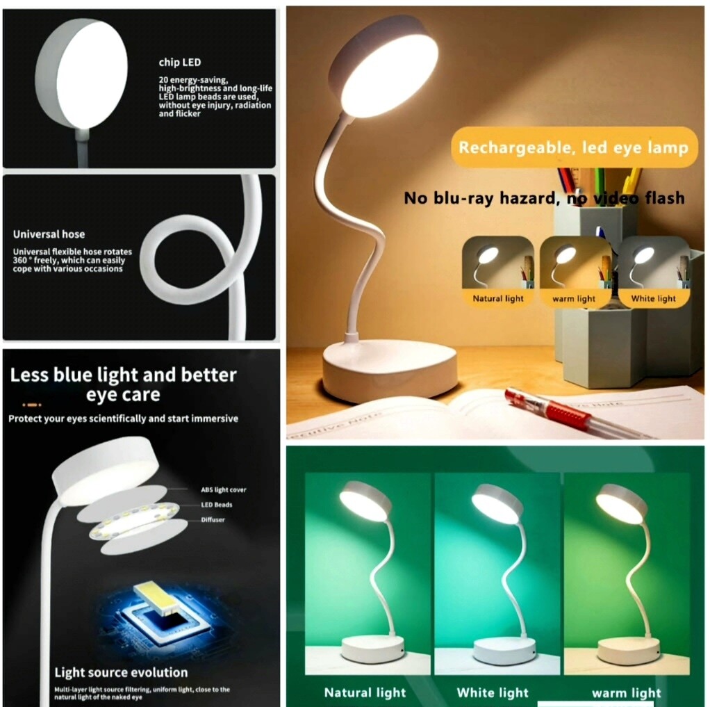 USB Rechargable Circular LED Table Lamp With 3 Color Light | Study Lamp