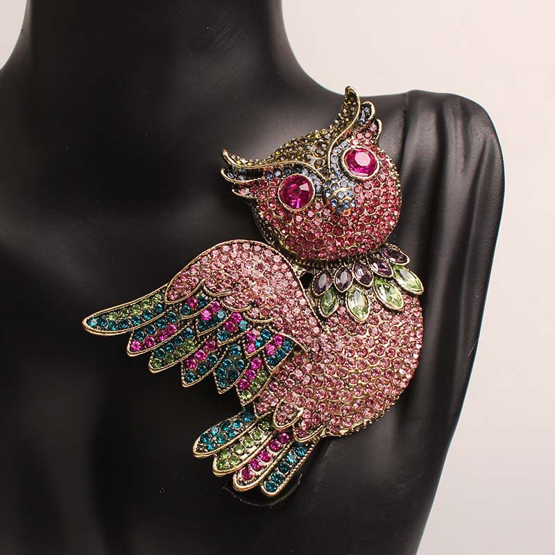 Fashion Heavy Industry Full Bird Brooches Badges For Women Men Vintage Middle Design Magpie Animal Pins
