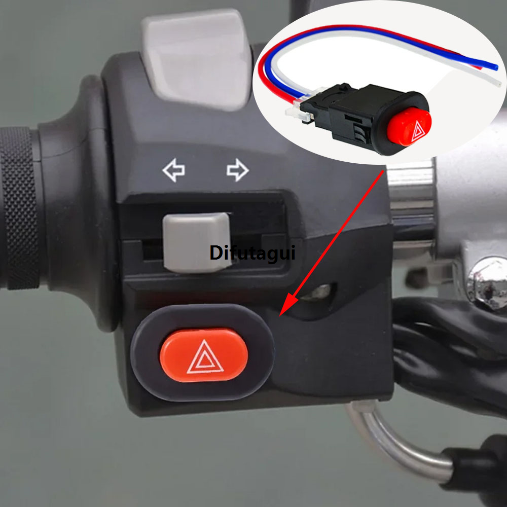 Difutagui 2025 NEW Motorcycle Double Flash Switch Hazard Light Switch Button Flash Luxury Warning Scooter Electric Vehicle Modified Emergency Signal Lamp