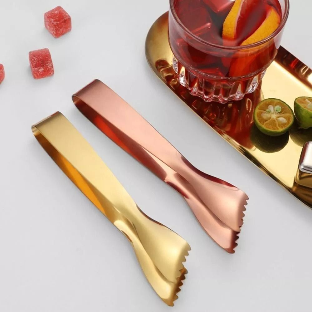 New 304 Stainless Steel Serrated Ice Cube Clip Multifunctional Rust-proof Food Clip Bar Portable Serving Tongs Barbecue Clip