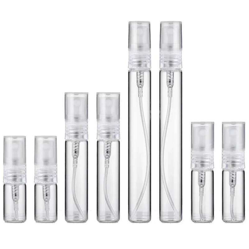 8PCS 10ml 5ml 3ml 2ml Refillable Mini Portable Empty Transparent Glass Sample Perfume Spray Bottle for Travel