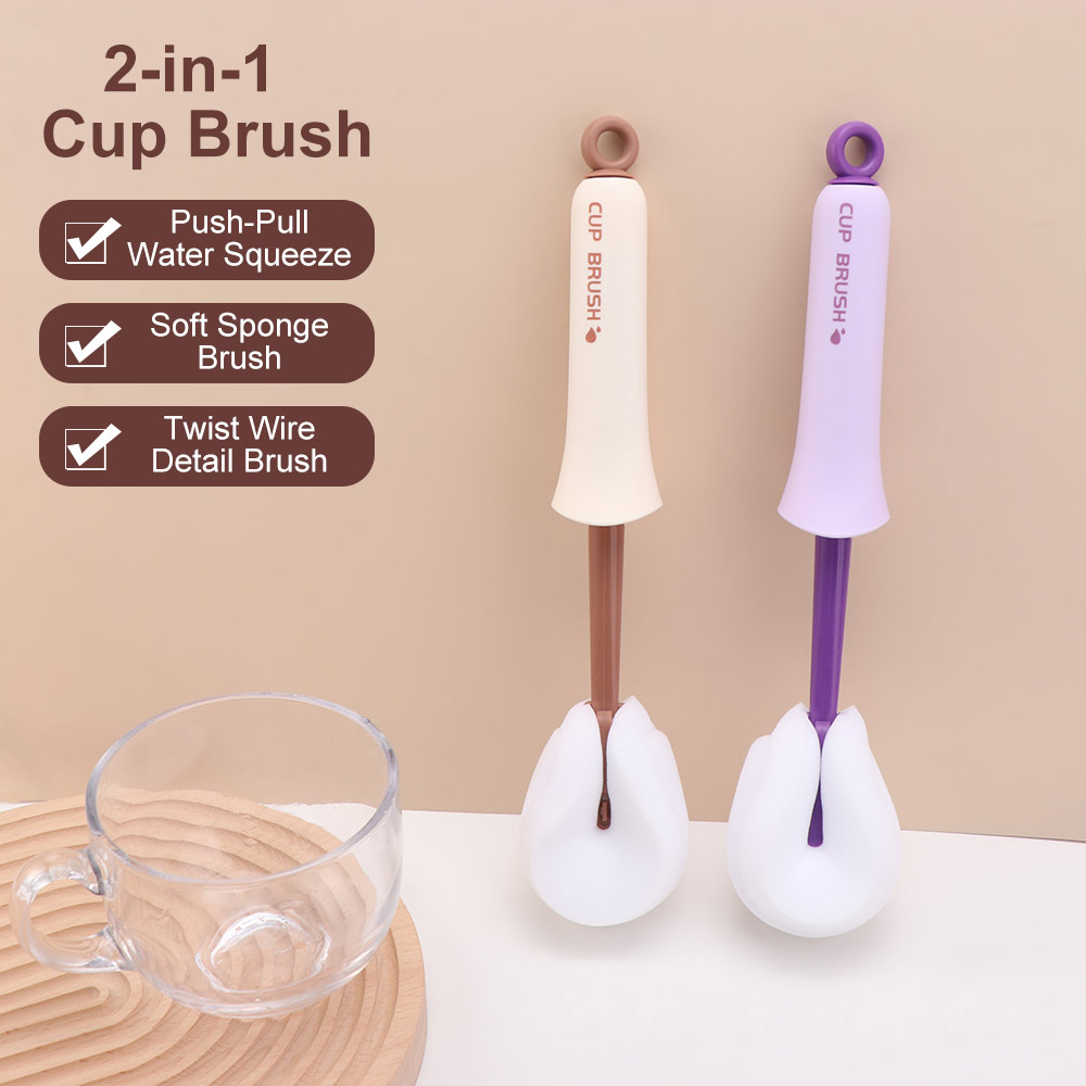 Convenient High Elastic Sponge Bottle Sponge Brush with Hanging Hole Soft Sponge Water Bottle Washer Long Handle Portable Cup Cleaning Scrubber Kitchen Use