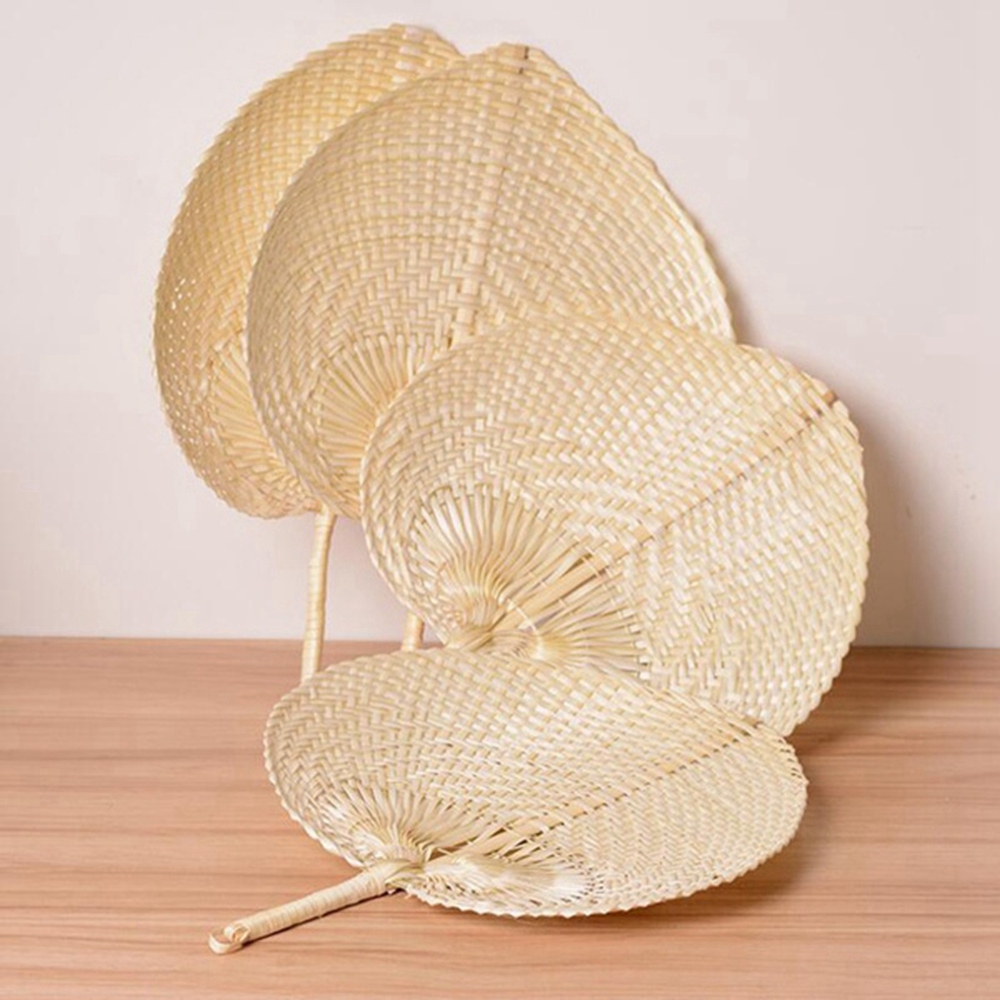 Chinese Style Pure Natural Handmade DIY Woven Heart Shaped Handheld Bamboo Fan Woven Fan Home Decoration Hand Fans