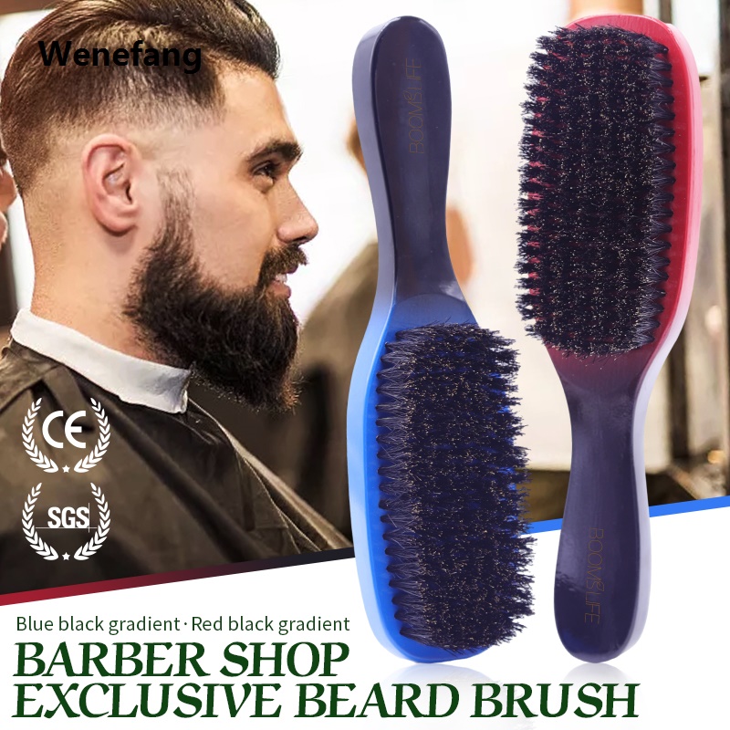 Wenefang 360 Curved Wave Brush For MenCepillo Barba Soft Boar Bristle Beard Brush Wood Beard Comb Long Handle Anti static Shaving Tools