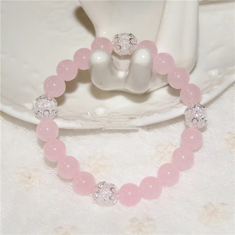 【New arrival】Red Riding Book with Coloured Glaze Bracelet Women's Light Pink Blue Purple Glaze Natural White Popcorn Crystal for Girlfriend's Birthday Gift
