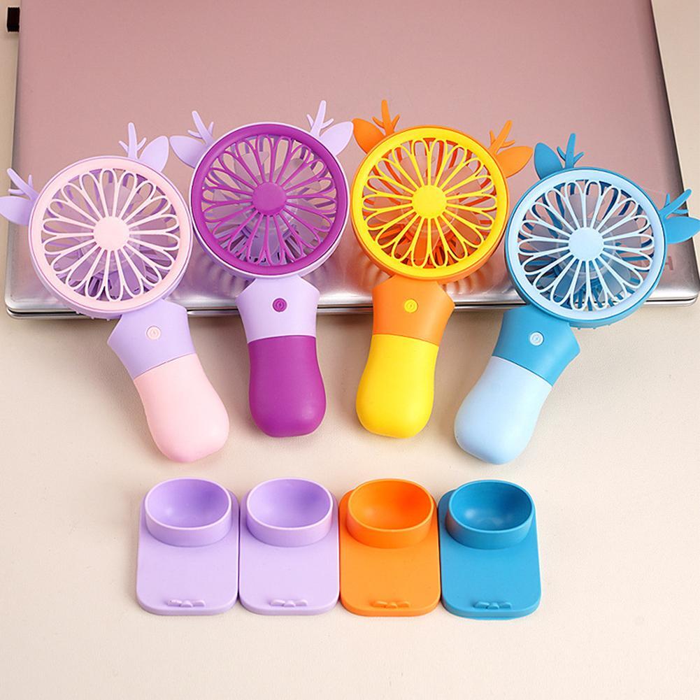 Cartoon Deer Mini Handheld Fan Outdoor Portable USB Rechargeable Fan
