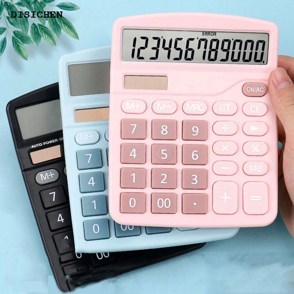 DISICHEN Portable 12 Digits Large LCD Solar Battery Dual Calculator Desktop without Standard Calculator Battery Calculator Function Financial C2X6