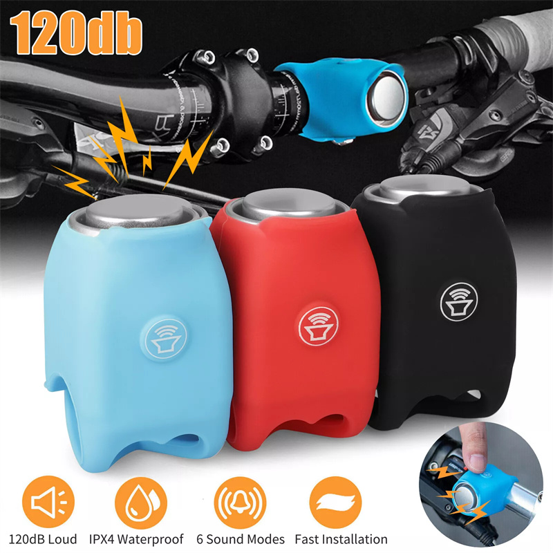 Electric Bicycle Bell 120 DB Horn Rainproof MTB Cycling Handlebar Silica Gel Shell Ring Road Bike Portable Bells Accessories CF8