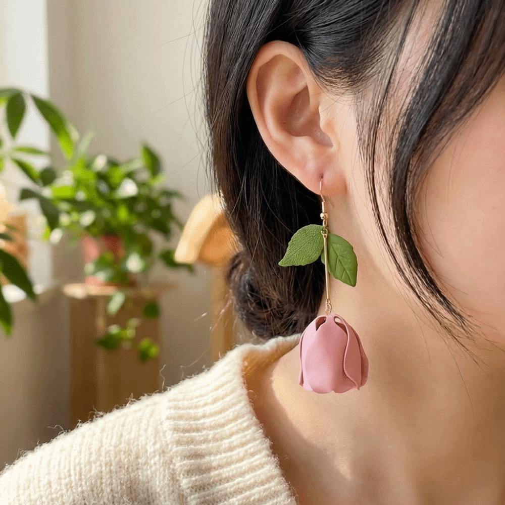 Sweet Colorful Calla Eardrops Bohemian Vintage Long Flower Earrings Long Simple Fashion Jewelry Ethnic