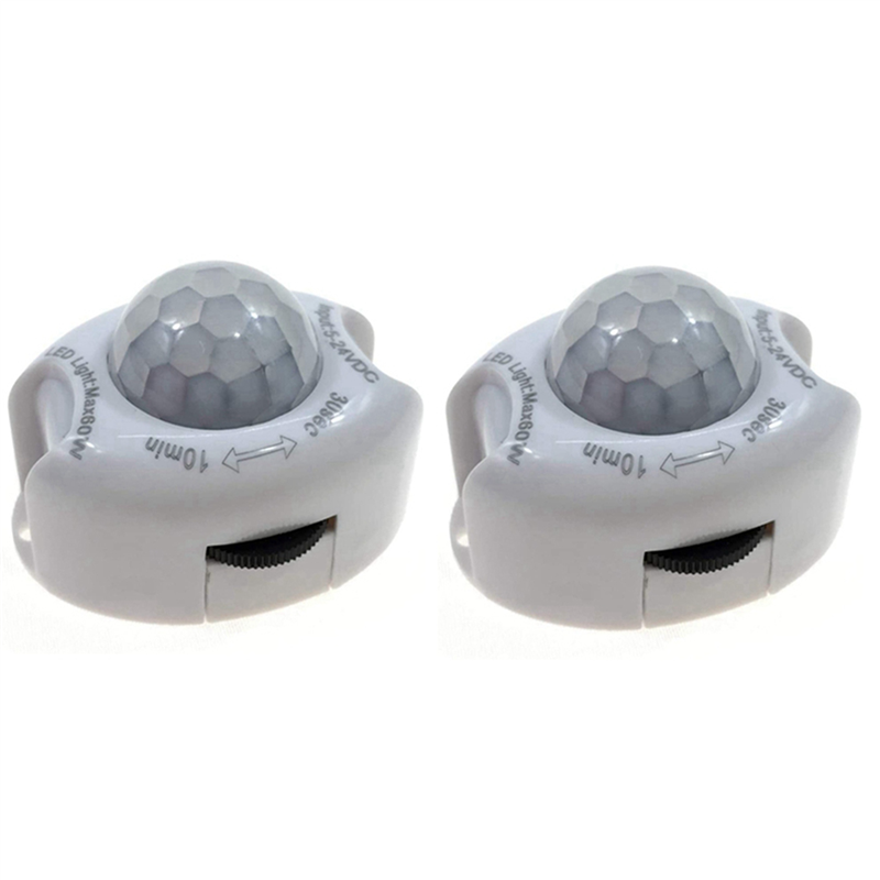 2X PIR Infrared Motion Sensor Detector DC5-24V Auto on Off Timer Switch Home LED Light Body PIR Motion Sensor Lamp White