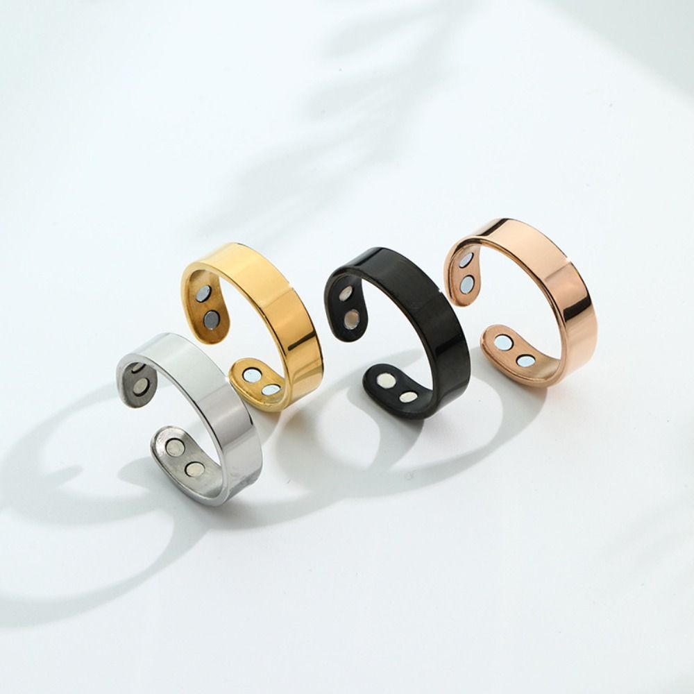 New Stainless Steel Weight Loss Ring Magnetic Black Rose Gold Magnetic Ring Blood Sugar Control Energy Wellness Rings