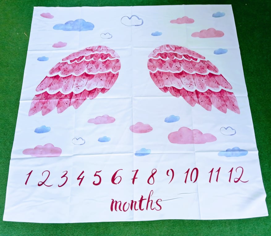 Baby Monthly Milestone Blanket,Newborn Monthly Milestone Backdrop With Month Numbers Cartoon Printing Month Blanket Baby For Pictures Style