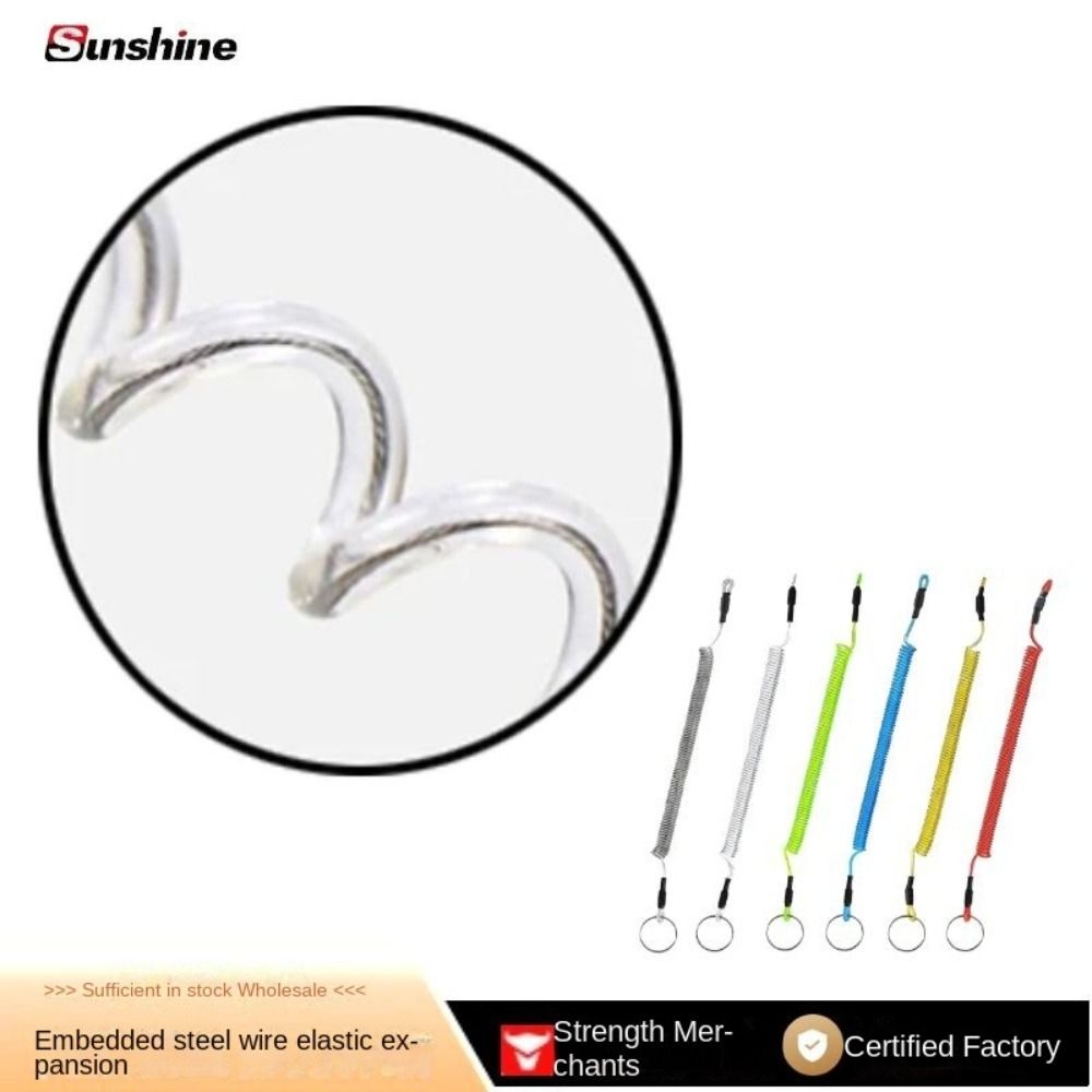 Top Outdoor Spring Elastic Rope Secure Lock Tackle Hiking Camping Phone Keychain Climbing Accessories Spring Retractable Tether Security Gear Tool