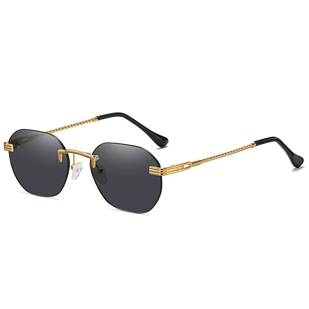 HOT Life Leisure Brown Frameless Gold Metal Ladies Sunglasses Rimless Gradient Lens Blue Fashion Sun Glasses For Men UV400 Summer 2024