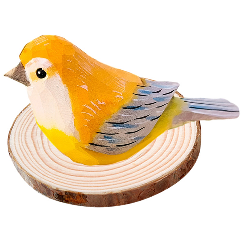 Wooden Bird Ornaments Nordic Style Wood Hand Carving Bird Art Decoration Miniature Animal Crafts Children'S Gifts Easy to Use ,C
